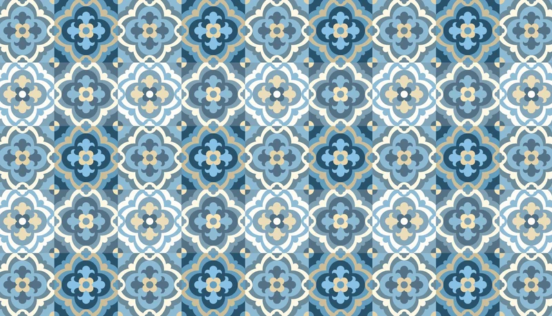 Tapis vinyl CERAMIQUE BLEUE