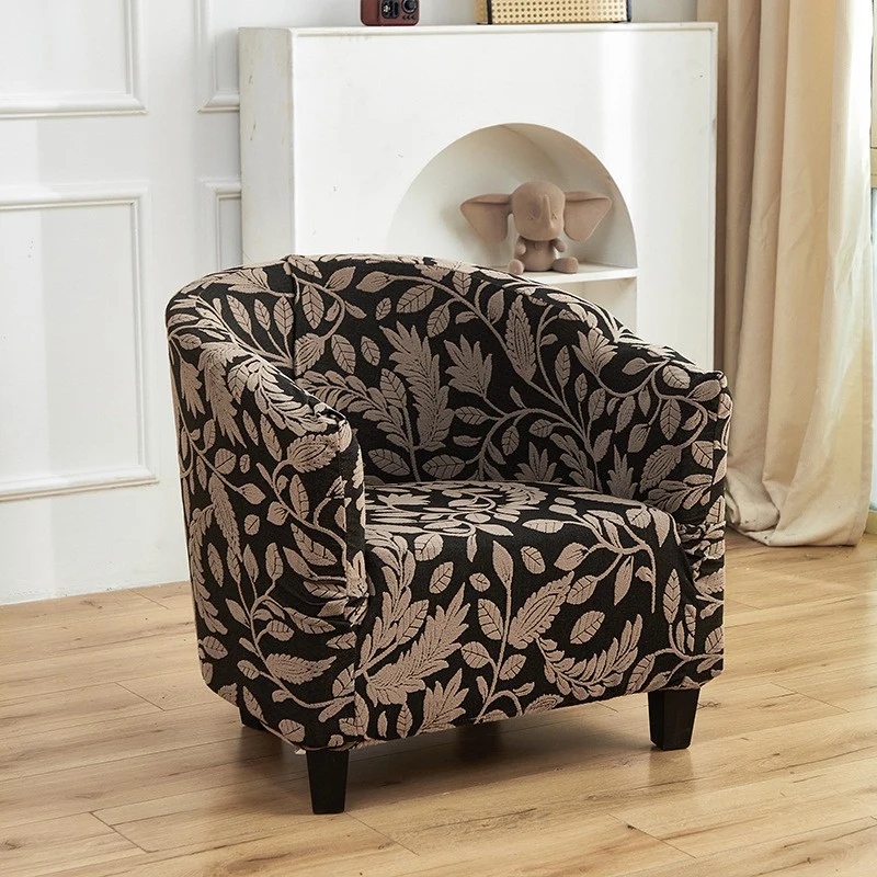 Housse fauteuil cabriolet à feuilles noir et beige