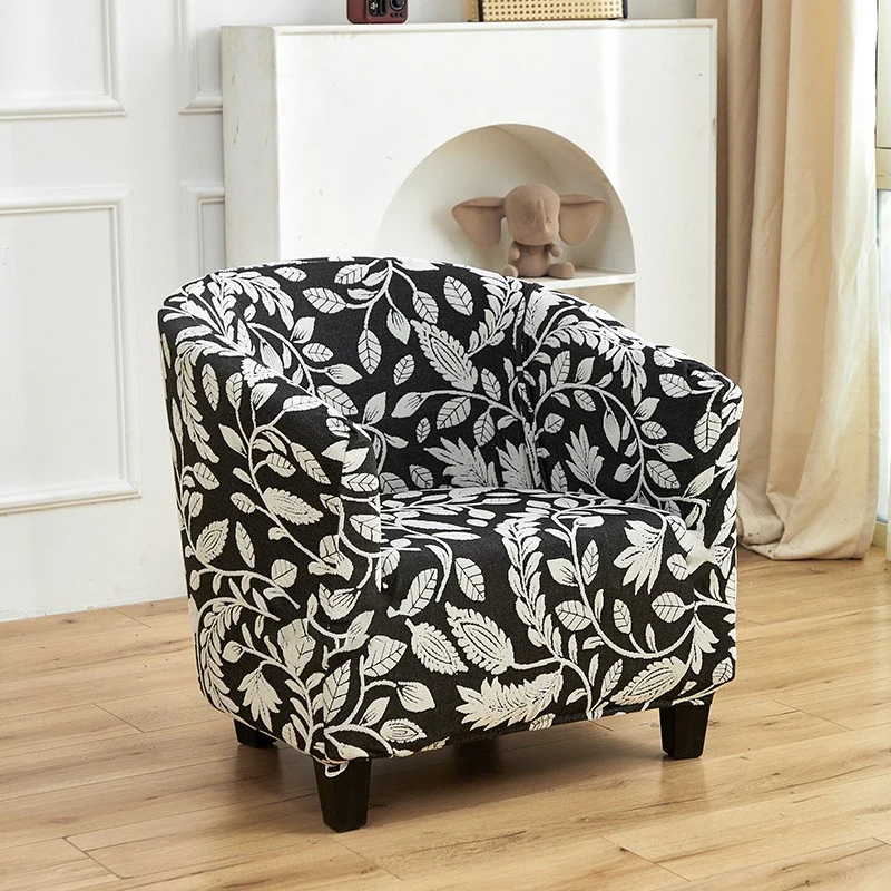 Housse fauteuil cabriolet à feuilles noir et blanc
