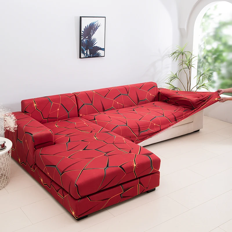 Housse de Canapé Géométrique Rouge