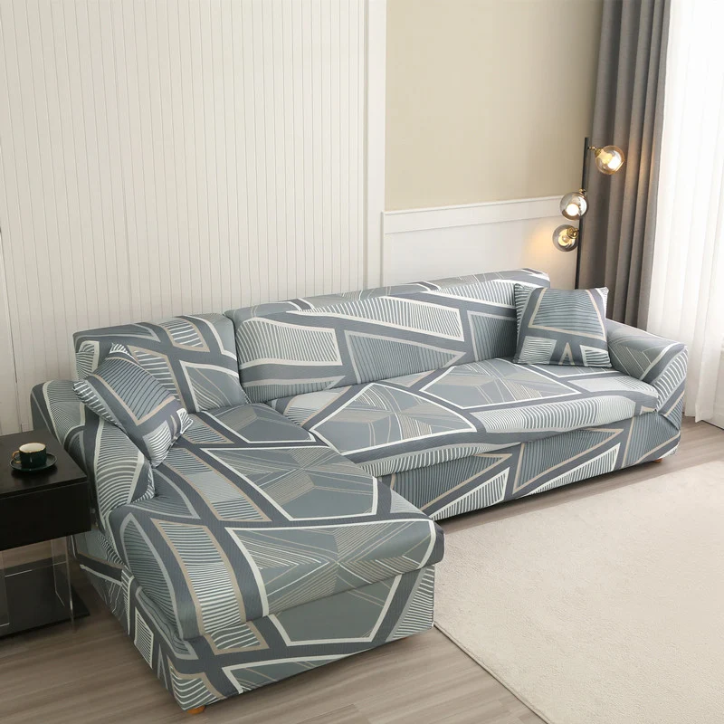 Housse de Canapé Géométrique Gris Beige