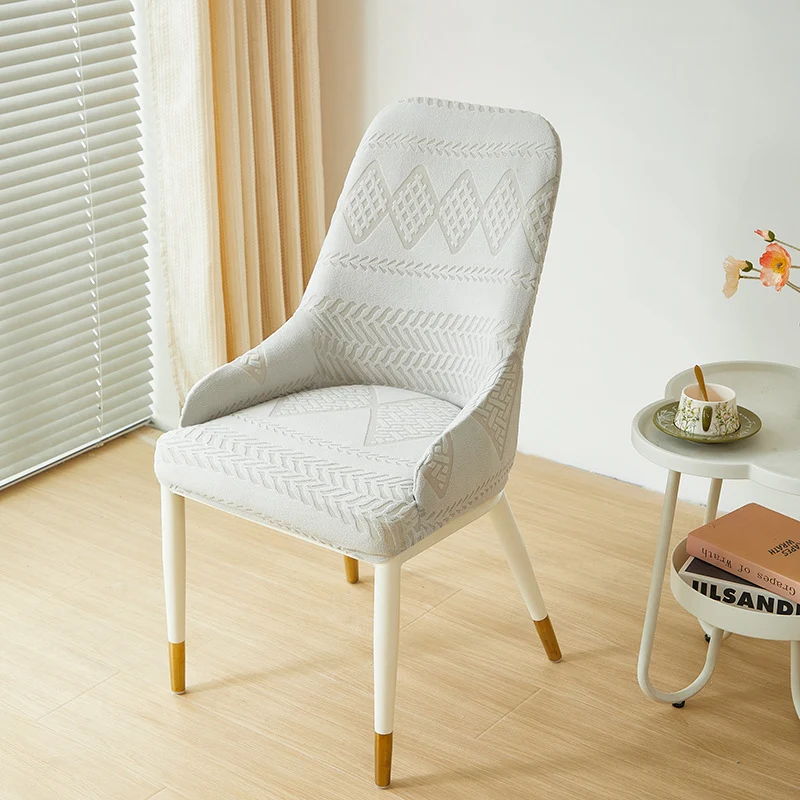 Housse chaise Scandinave avec Accoudoirs Géométrique Blanc