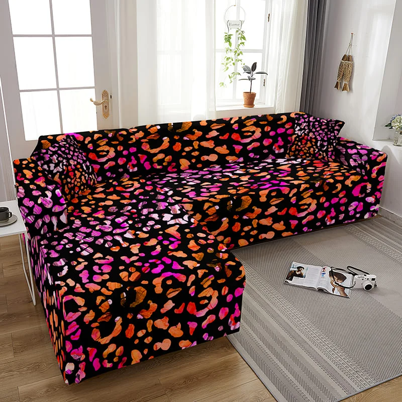 Housse de Canapé Léopard Rose Orangé