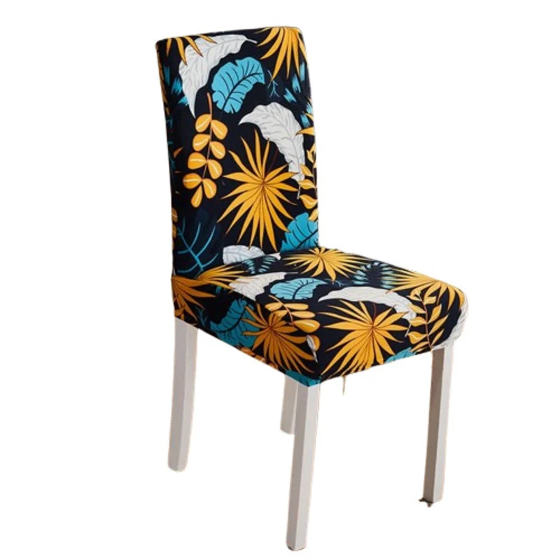 Housse de Chaise Extensible Florale Jaune Bleu