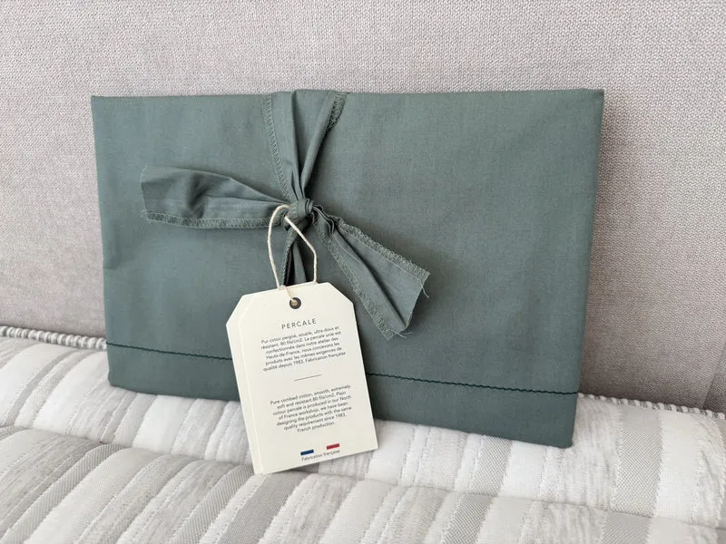 Taie d'oreiller Sylvie Thiriez - percale vert alligator