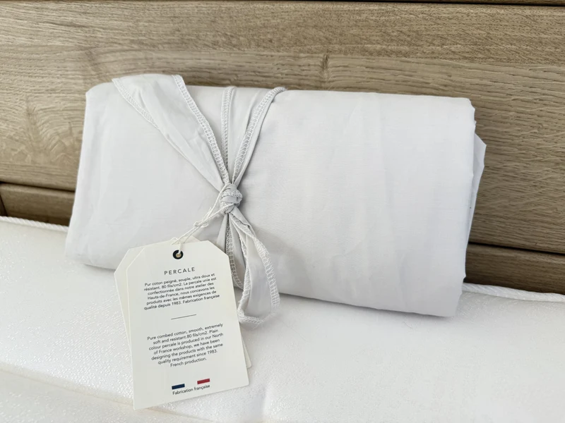 Drap housse Sylvie Thiriez - percale beige pashmina