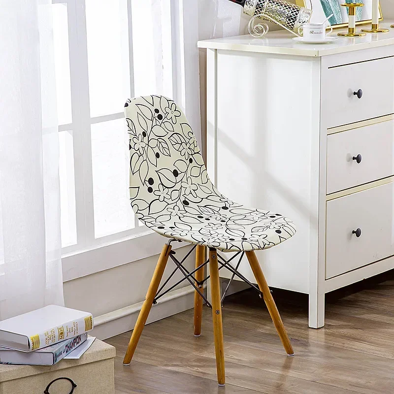 Housse chaise Scandinave Feuilles Blanches
