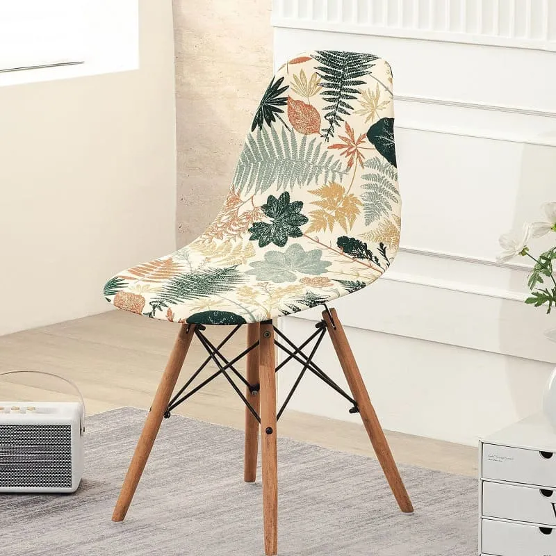 Housse chaise Scandinave Feuilles Beiges