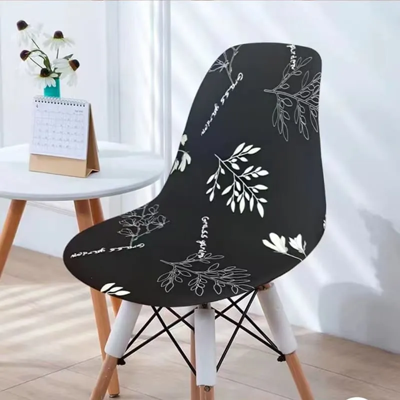 Housse chaise Scandinave Feuilles Noires
