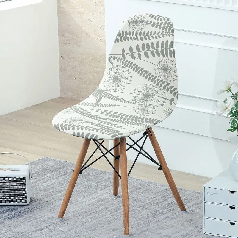 Housse chaise Scandinave Feuillage Gris