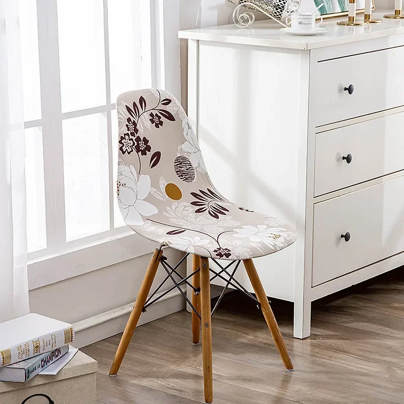 Housse chaise Scandinave à Fleurs Beiges