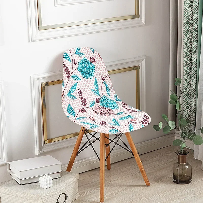 Housse chaise Scandinave à Fleurs Turquoises