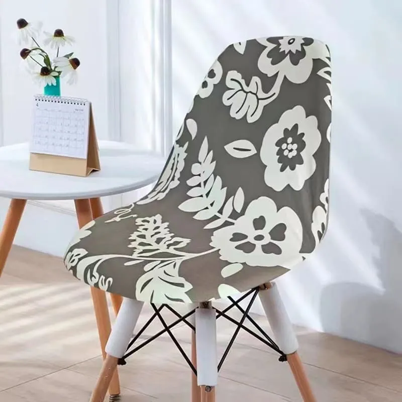 Housse chaise Scandinave à Fleurs Grises