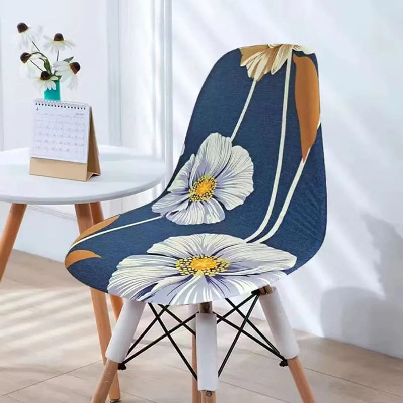 Housse chaise Scandinave à Fleurs Blanches