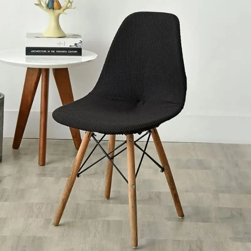 Housse chaise Scandinave Côtelée Noir