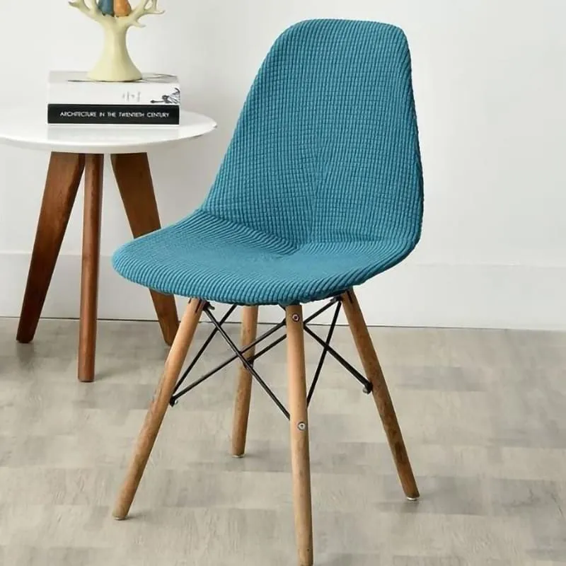 Housse chaise Scandinave Côtelée Bleu Canard