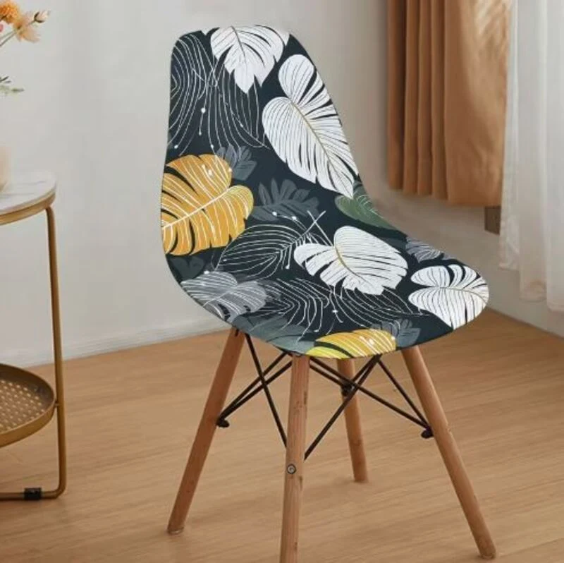 Housse chaise Scandinave Monstera Anthracite