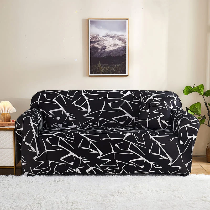 Housse de Canapé Extensible Graphique Noire