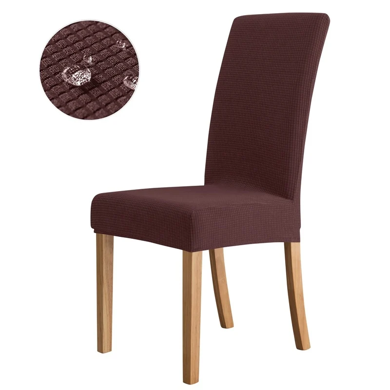 Housse de Chaise Extensible Jacquard Marron Café