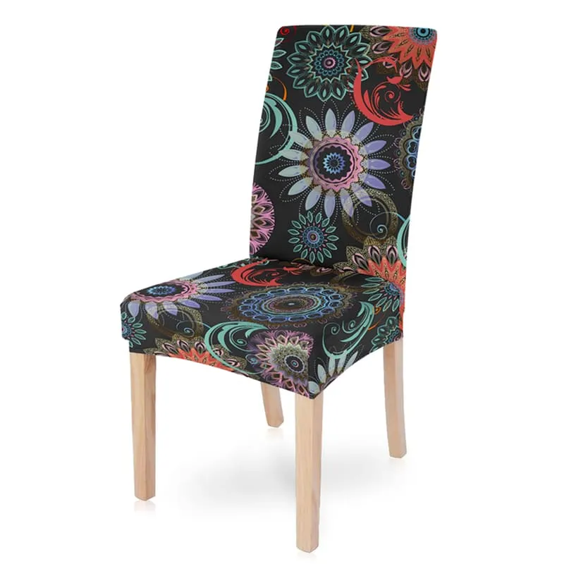 Housse de chaise Mandala Noire