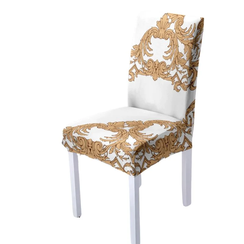 Housse de Chaise Extensible Baroque Blanc et Or