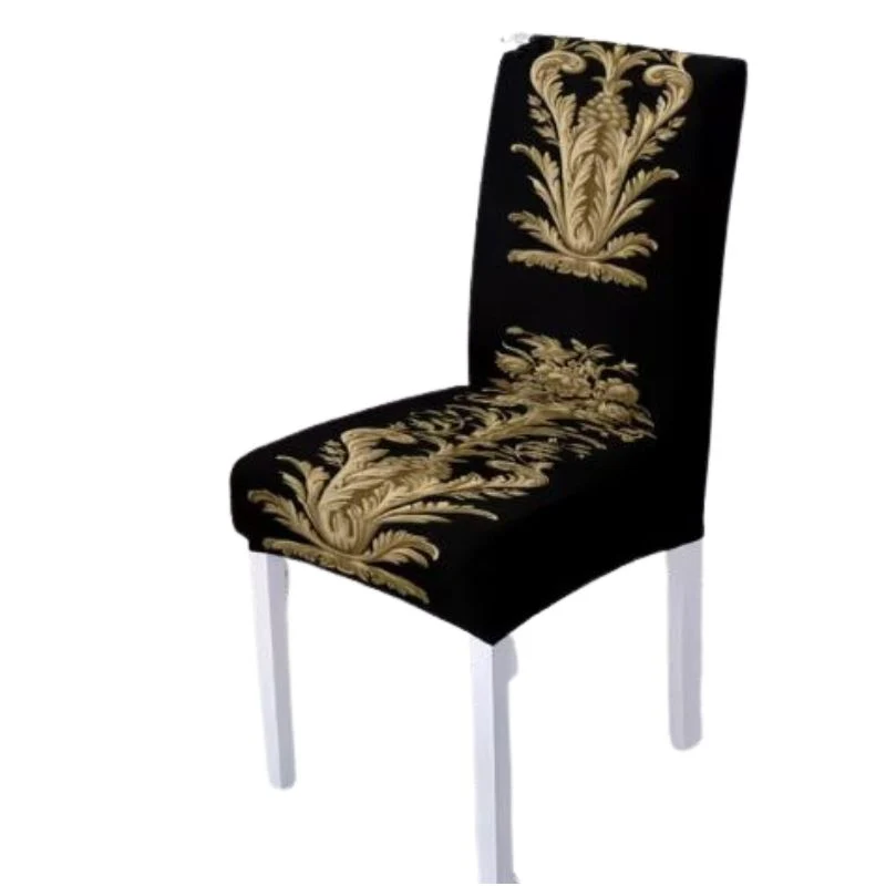 Housse de Chaise Extensible Baroque Noir et Or
