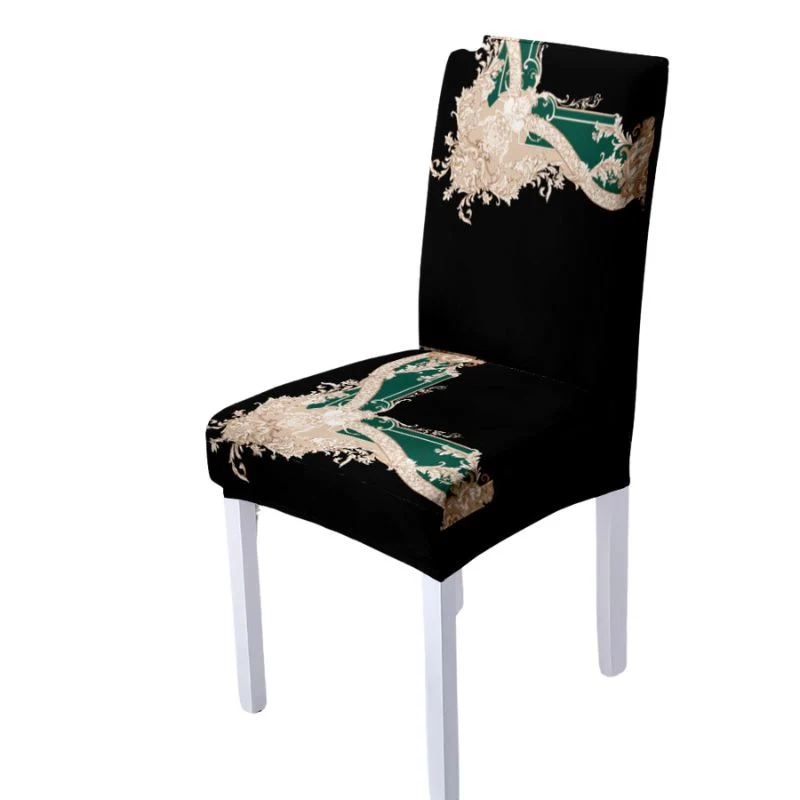 Housse de Chaise Extensible Baroque Noir et Vert