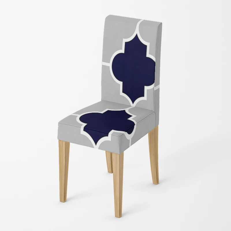 Housse de chaise Arabesque Gris et Bleu