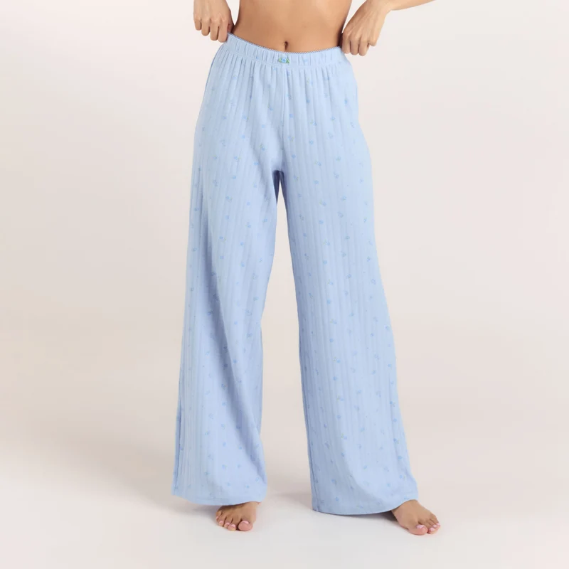 Pantalon de Pyjama en Pointelle - Bleu Floral