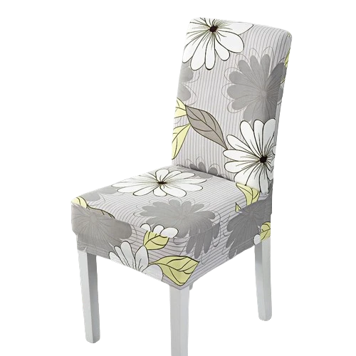 Housse de chaise Fleurie Gris
