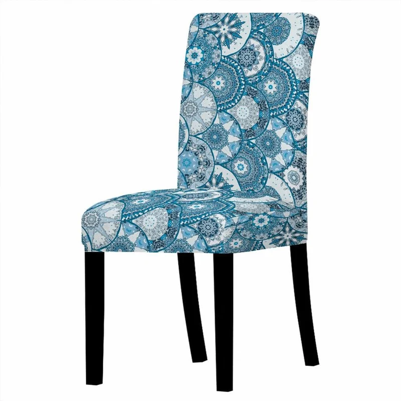 Housse de chaise Mandala Bleu