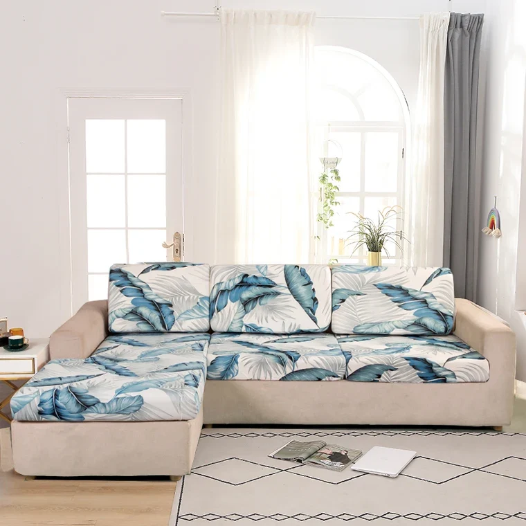 Housse de Coussin Canapé Florale Bleu