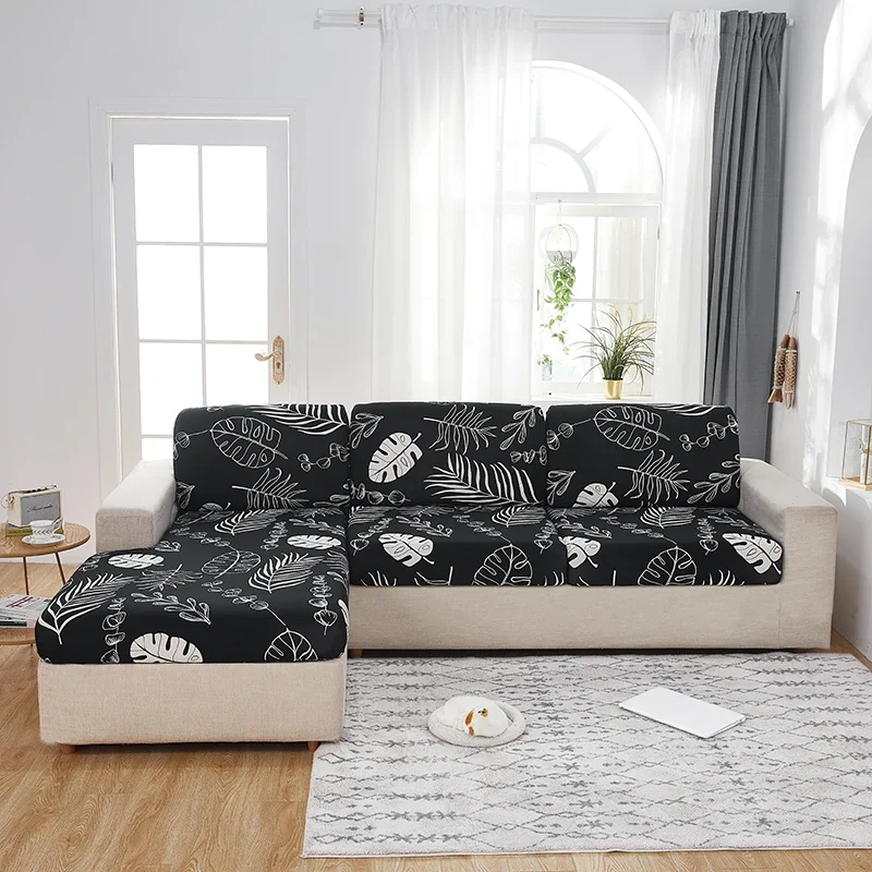Housse de Coussin Canapé Florale Noir