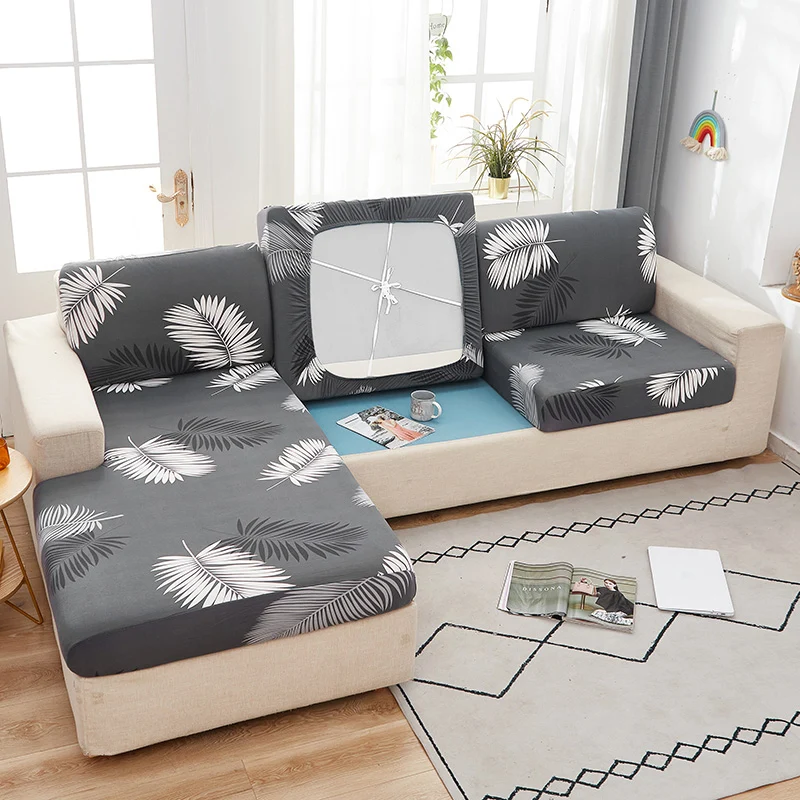Housse de Coussin Canapé Florale Gris