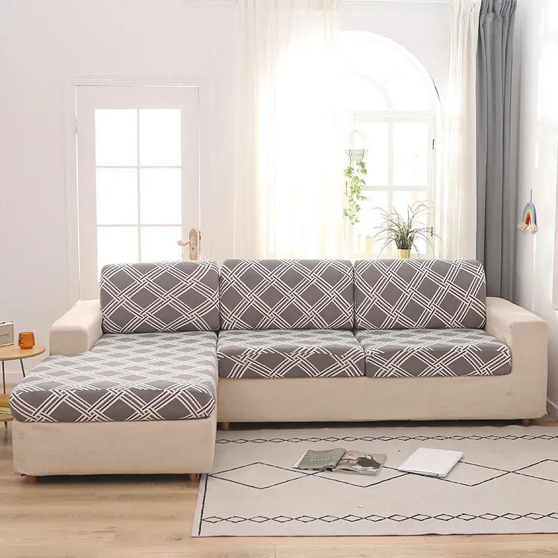 Housse de Coussin de Canapé Géométrique Gris et Blanc
