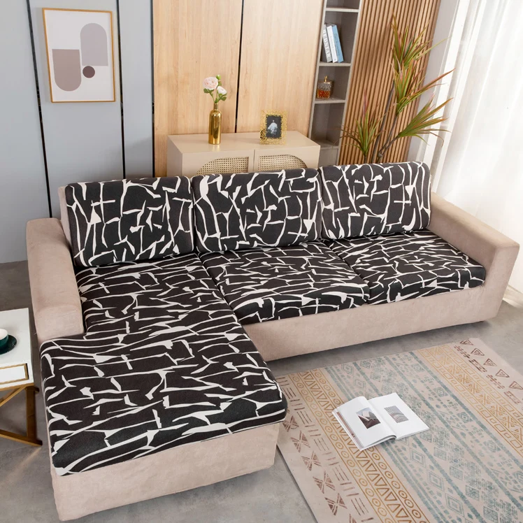 Housse de Coussin Canapé Imprimée Noir et Blanc