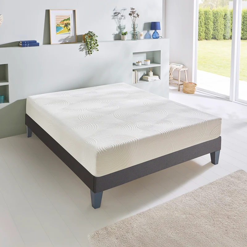 Ensemble Vosges - Matelas mousse haute densité + Sommier - 15 cm d'épaisseur - Accueil équilibré, soutien ferme