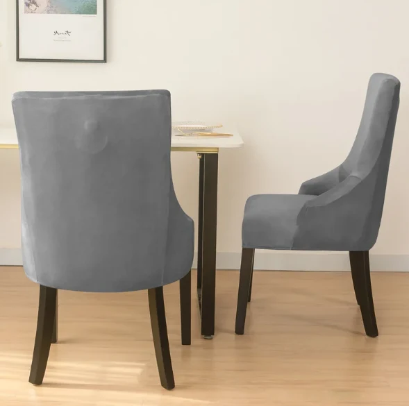 Housse de chaise Inclinée Velours Gris Clair