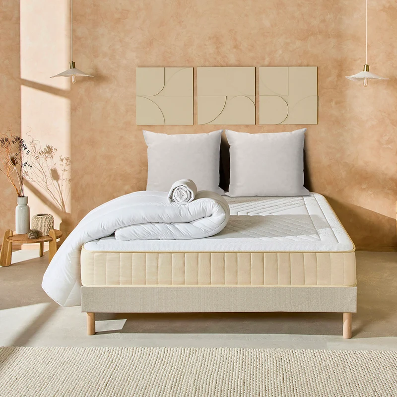 Pack prêt à dormir Symphonie 2.0 - Matelas + Sommier + Couette, oreillers, protège-matelas - 25 cm d'épaisseur