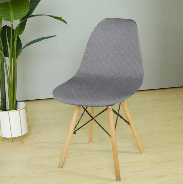 Housse chaise Scandinave Jacquard Gris Clair