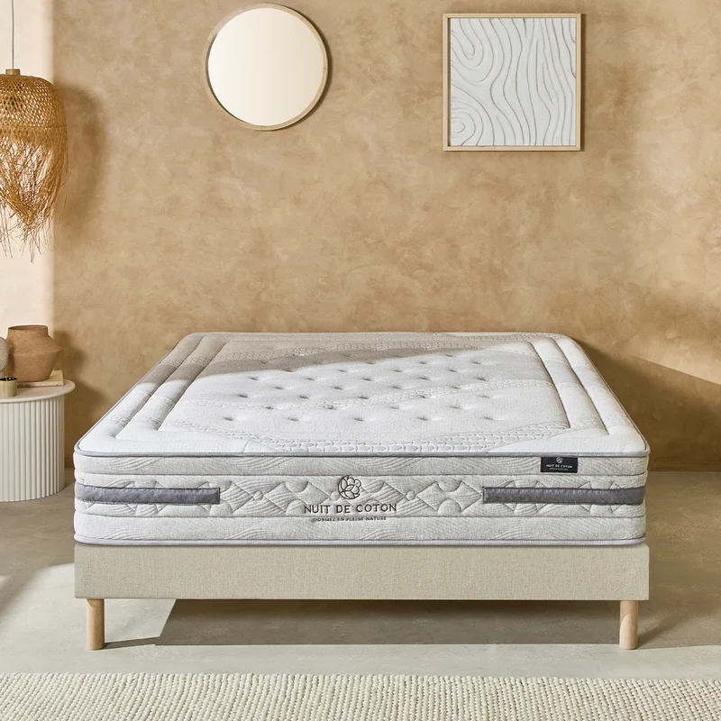 Ensemble Sérénade - Matelas ressorts ensachés + Sommier - 26 cm d'épaisseur - Accueil ferme, soutien ferme