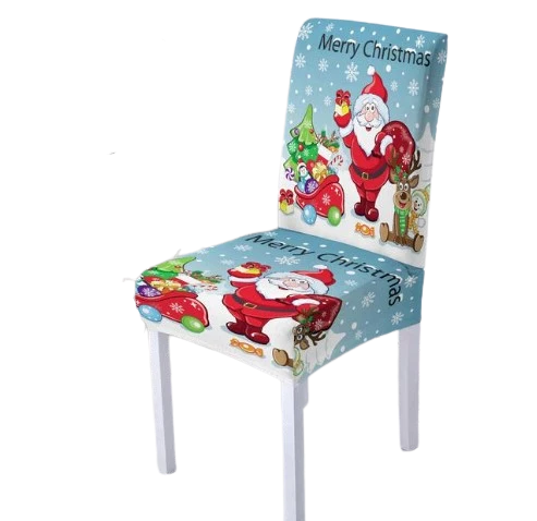 Housse de chaise Merry Christmas Bleu Ciel