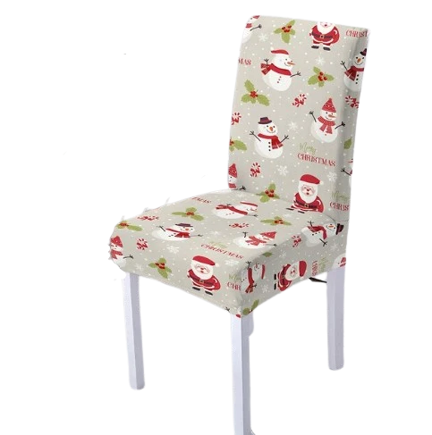 Housse de chaise Merry Christmas Grise