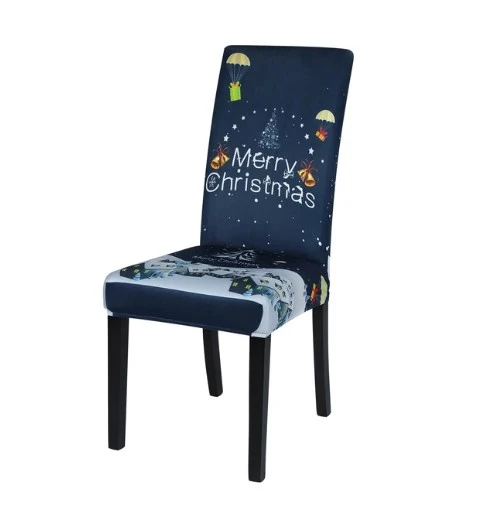 Housse de chaise Merry Christmas Bleu Marine
