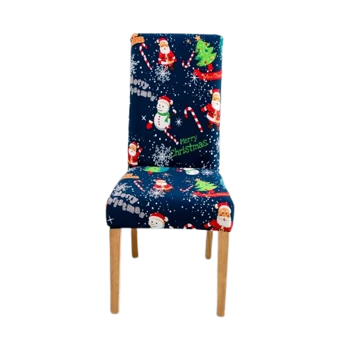 Housse de chaise Merry Christmas Bleue