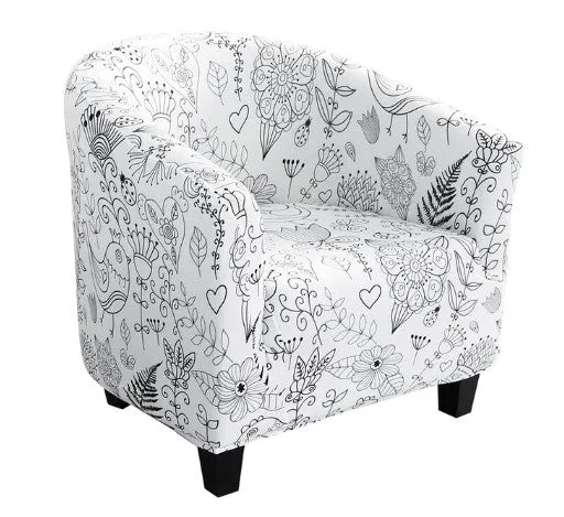 Housse fauteuil Cabriolet Fleurie Blanche