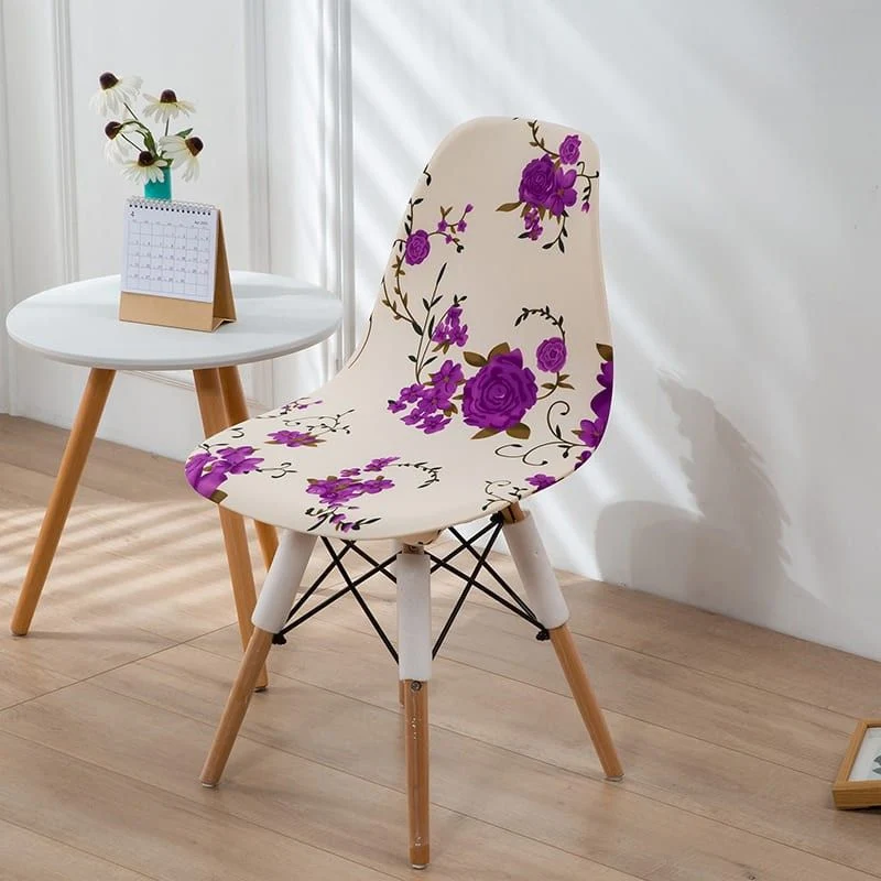 Housse chaise Scandinave Florale Lilas
