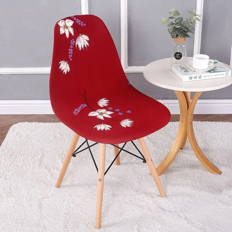 Housse chaise Scandinave Florale Blanc