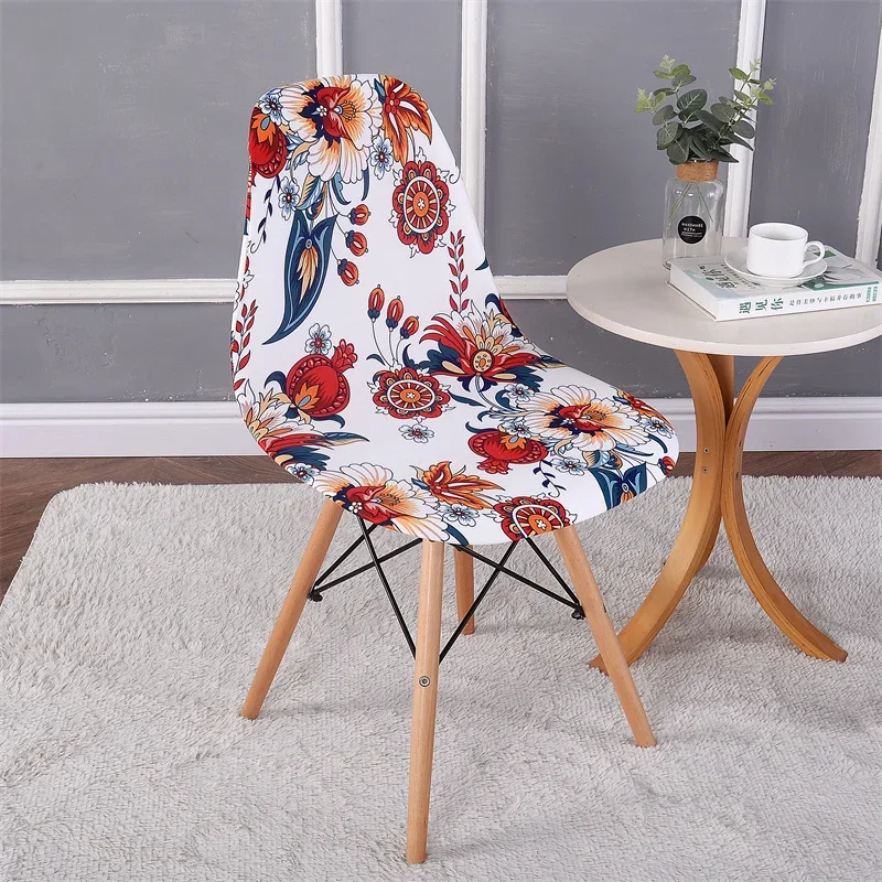 Housse chaise Scandinave Florale Rouge