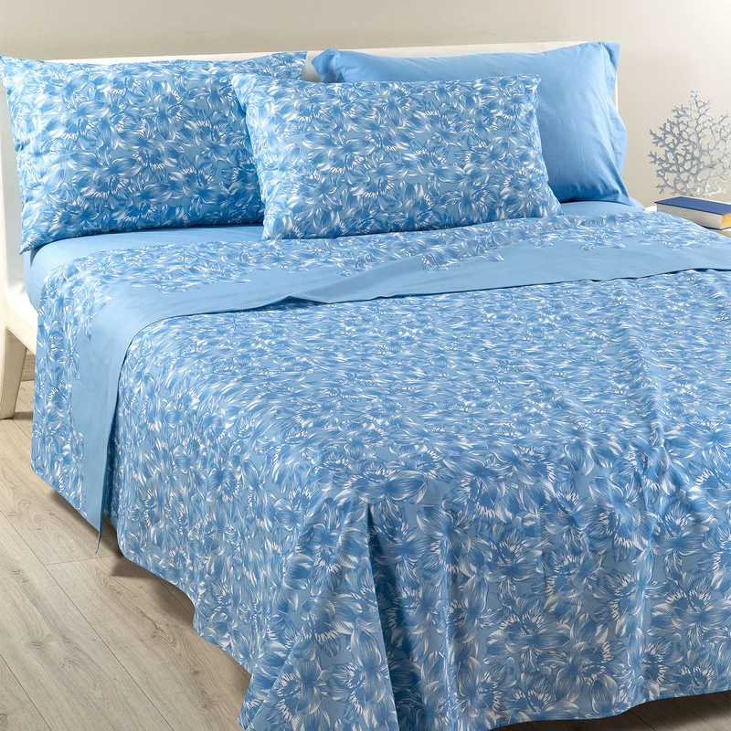 Completo Lenzuola Copriletto flowers joy Moderno in Cotone